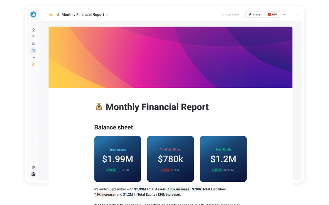 Monthly financial report